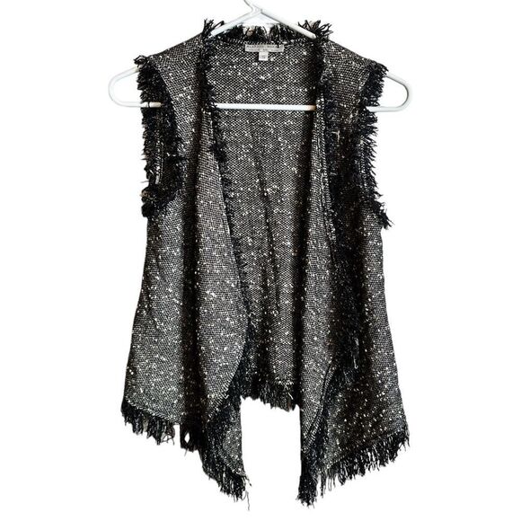 Alberto Malaki open front vest polyester fringe metallic size small - Picture 2 of 5